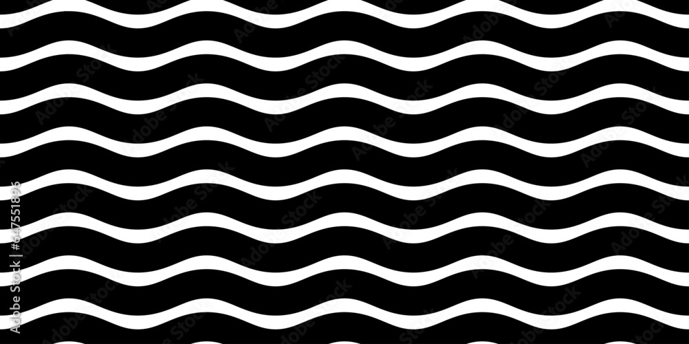Poster wave wide line seamless pattern. wavy thick stripes pattern. black horizontal water curve lines text