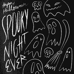 helloween doodles on dark background