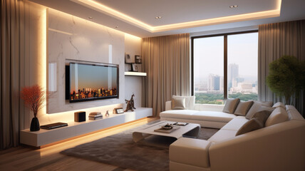 photograph of Luxury home interior design of modern living room generative ai