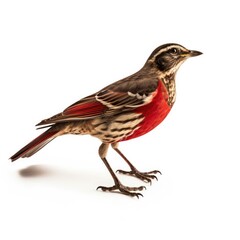Redwing bird isolated on white background.