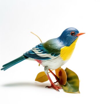 Tropical parula bird isolated on white background.