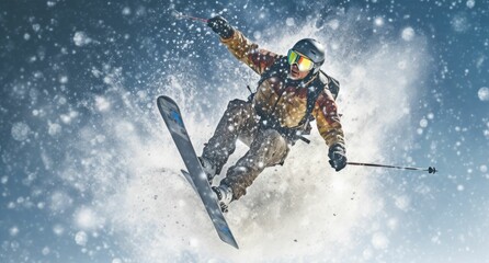 Snowboarder jumping