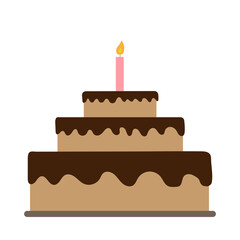 Chocolate birthday cake and candles. Vector illustration