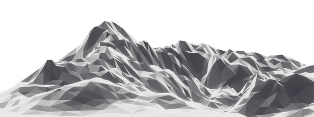 3D low polygon ice mountain. Glacial landform. Ice terrain.