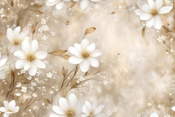 Naklejka na ściany i meble white flowers background generated by AI technology