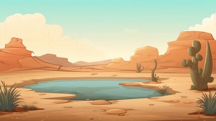 background Desert oasis with a blank sign in the sand