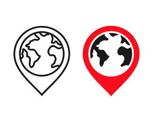 World map pin icon. Illustration vector