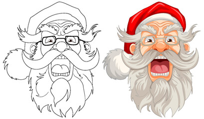 Angry Old Man Santa Claus with Beard and Mustache