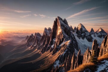 Landscape of a sunrise on a mountain