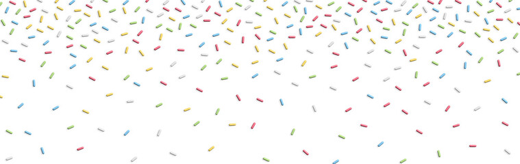Colorful sprinkles banner background, colorful falling decorative sprinkles background