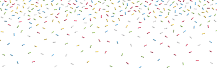 Foto op Plexiglas Colorful sprinkles banner background, colorful falling decorative sprinkles background © natrot