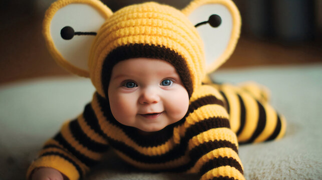 Adorable baby wearing a bee costume