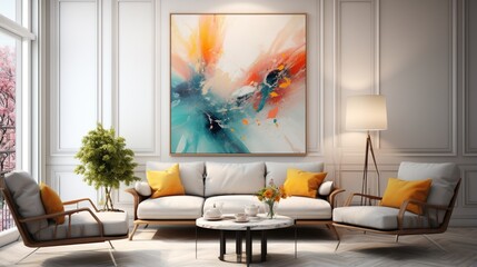 an abstract representation of the concept of serenity and tranquility, suitable for interior decor