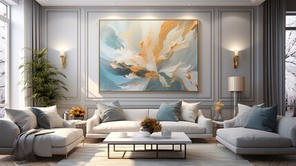 an abstract representation of the concept of serenity and tranquility, suitable for interior decor