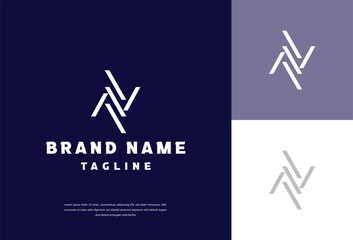 Creative and Minimalist Logo Design by Letter N AV VA, Editable  Format in Blue and light blue Color