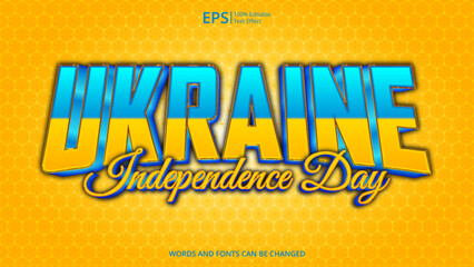 ukraine editable text effect with ukraine flag pattern concept design vector illustration suitable for poster design on holiday, feast day or national independence day on ukraine