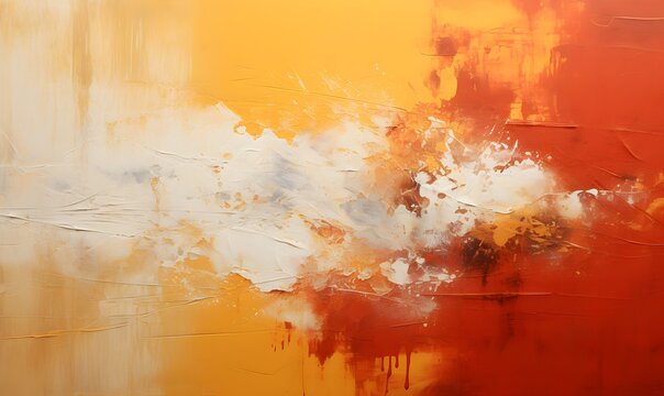An abstract painting of different colors, in the style of red and amber, action paintings, yellow and amber, monochromatic expressionism