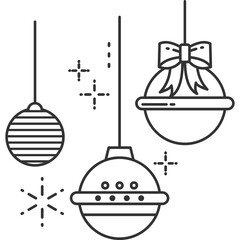 Christmas Balls Line Icon