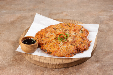 Nokdujeon or Nokdu Bindaetteok is a Savory Korean Pancake Made With Ground Mung Beans.