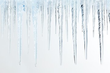 Icicles border on white background with empty copy space Generative AI