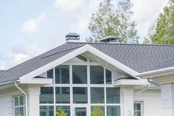 Shingles texture - close up view of asphalt roofing shingles