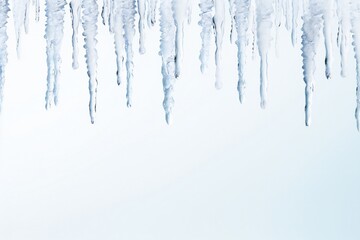 Icicles border on white background with empty copy space Generative AI