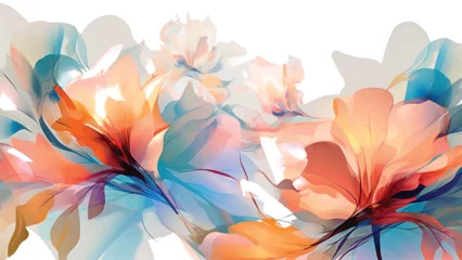 Schilderijen op glas Geschilderde Bloemen Abstract flowers art background vector. Luxury minimal style wallpaper flower and botanical leaves Watercolor. Vector background.  © Pixode