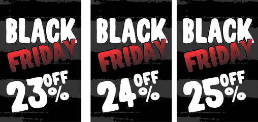 banner, black friday promotion board 23% 24% 25% off