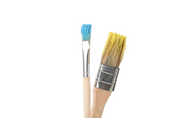 PNG, brushes with paints, isolated on white background