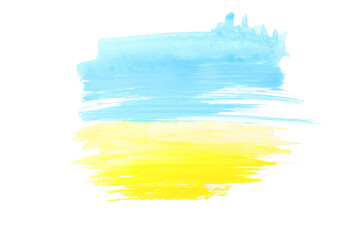 PNG, stroke of yellow and blue paint, isolated on white background
