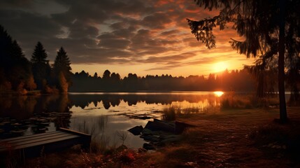 Autumn Dusk: An autumn sunset view, with the light warming the scene.