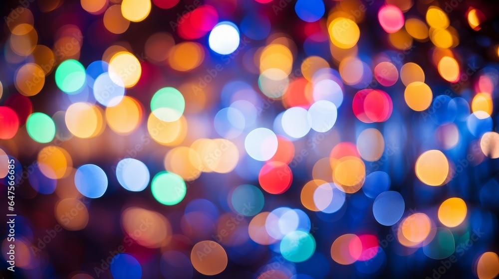 Wall mural a composition of abstract colorful christmas lights, creating a bokeh effect with vibrant colors
