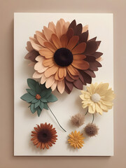 A simple minimalistic flower art with mild colors, boho style. ai generative
