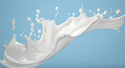 Wandcirkels aluminium White milk splash isolated on background, liquid or Yogurt splash,  3d illustration. © MdBaki