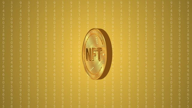 Nft rotating coin 4k 3d animation future virtual trading market backdrop