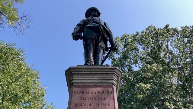 stonewall jackson statue in charleston west virginia on state capital grounds