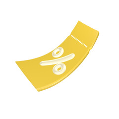 3D flying discount voucher with a percentage sign promotion coupon elements for online sales.