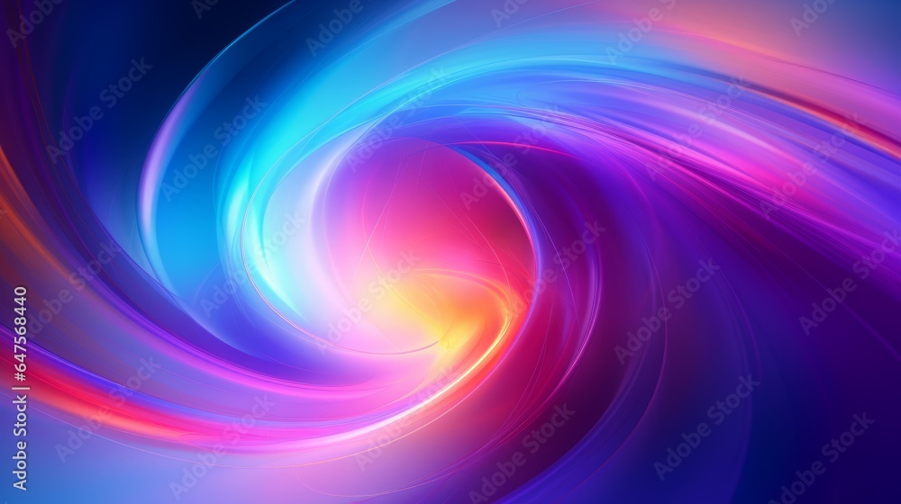 Wall mural mesmerizing abstract blue purple colorful spectrum translucent glowing vortex shape surrounded with 