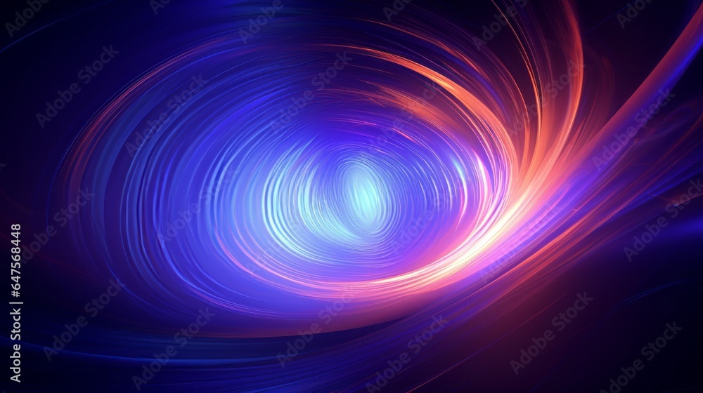 Wall mural mesmerizing abstract blue purple colorful spectrum translucent glowing vortex shape surrounded with 