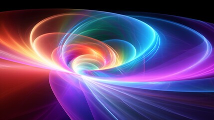 mesmerizing abstract blue purple colorful spectrum translucent glowing vortex shape surrounded with vibrant color lights - obrazy, fototapety, plakaty