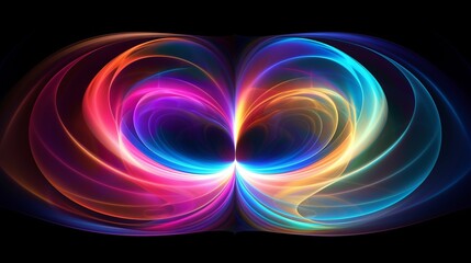 Naklejka premium mesmerizing abstract blue purple colorful spectrum translucent glowing vortex shape surrounded with vibrant color lights