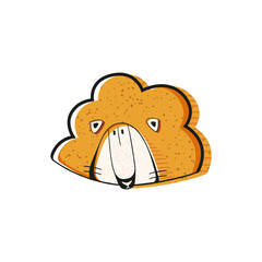 Cute lion head. Сartoon vector illustration. Baby lion animal character. PNG.