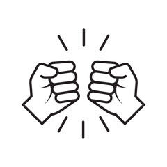 Will icon. Hand closed power, . fighting for rights, freedom. Raised clenched fist of victory, strength and solidarity. Outline Editable stroke Vector illustration design on white background. EPS 10