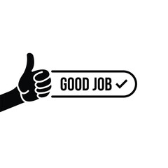 black good job icon like thumbs up. flat simple trend modern support logotype graphic art design isolated on white background. concept of encouraging message symbol and recognition or compliment sign