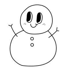 snowman outline Merry Christmas and Happy New year trendy retro  groovy cartoon doodle style characters and element