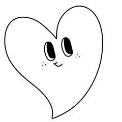 heart outline Merry Christmas and Happy New year trendy retro  groovy cartoon doodle style characters and element