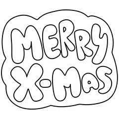 Merry Christmas and Happy New year trendy retro cartoon doodle style outline  characters and element
