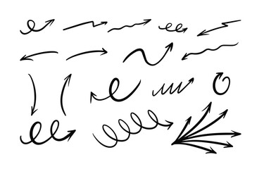 Arrows set icons. Hand drawn black color sign flat design.