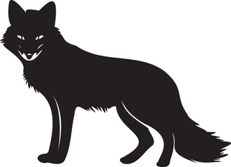 Fox selhouette wild animal in black