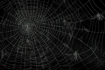 Naklejka premium Design of a spider web for the Halloween party. Generative AI.